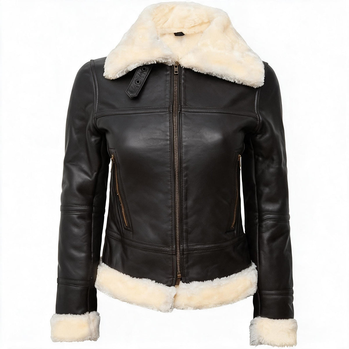 Women's Fur Lined Shearling Leather Jacket