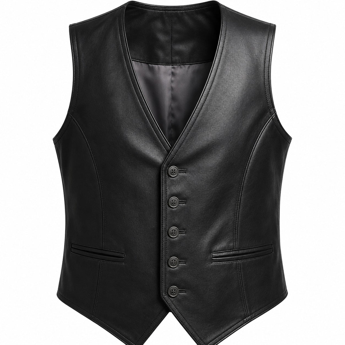 Men’s Genuine Sleeveless V Neck Western Leather Vest