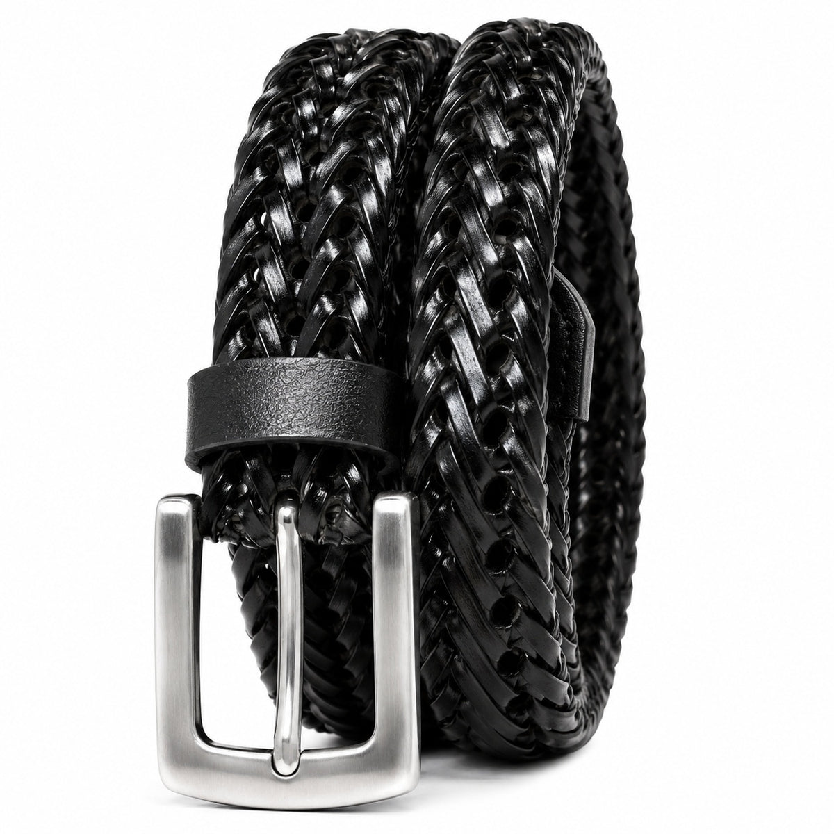 Men's Genuine Leather Braided Belt Casual Woven Dress Belt