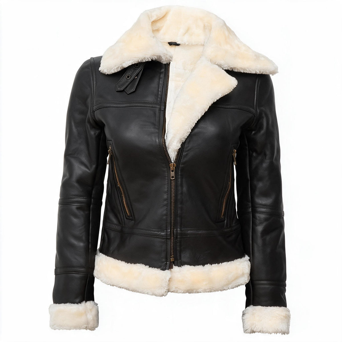Women's Fur Lined Shearling Leather Jacket