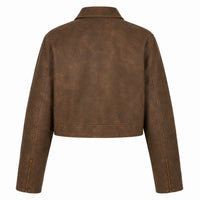 Women's Premium Style Genuine Leather Cropped Jacket