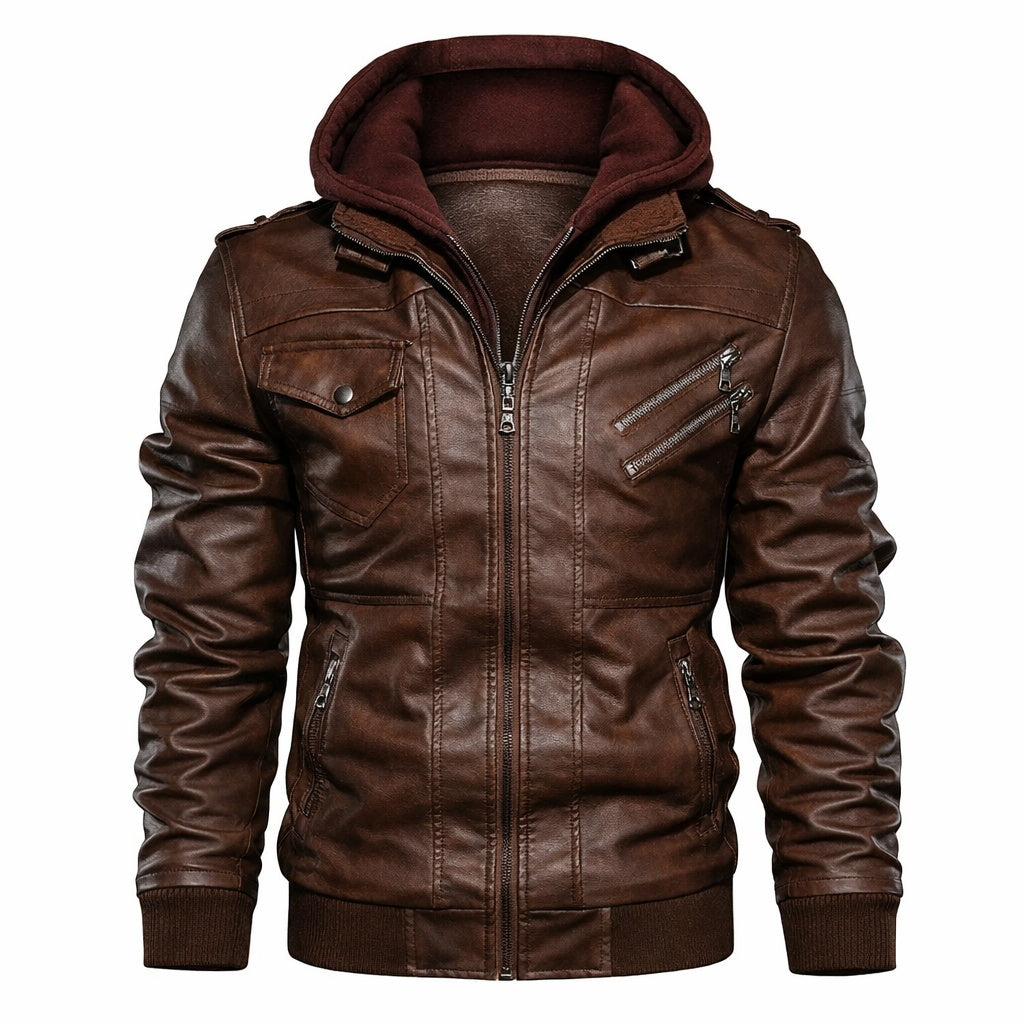 Men's Gorilla Hooded Leather Jacket