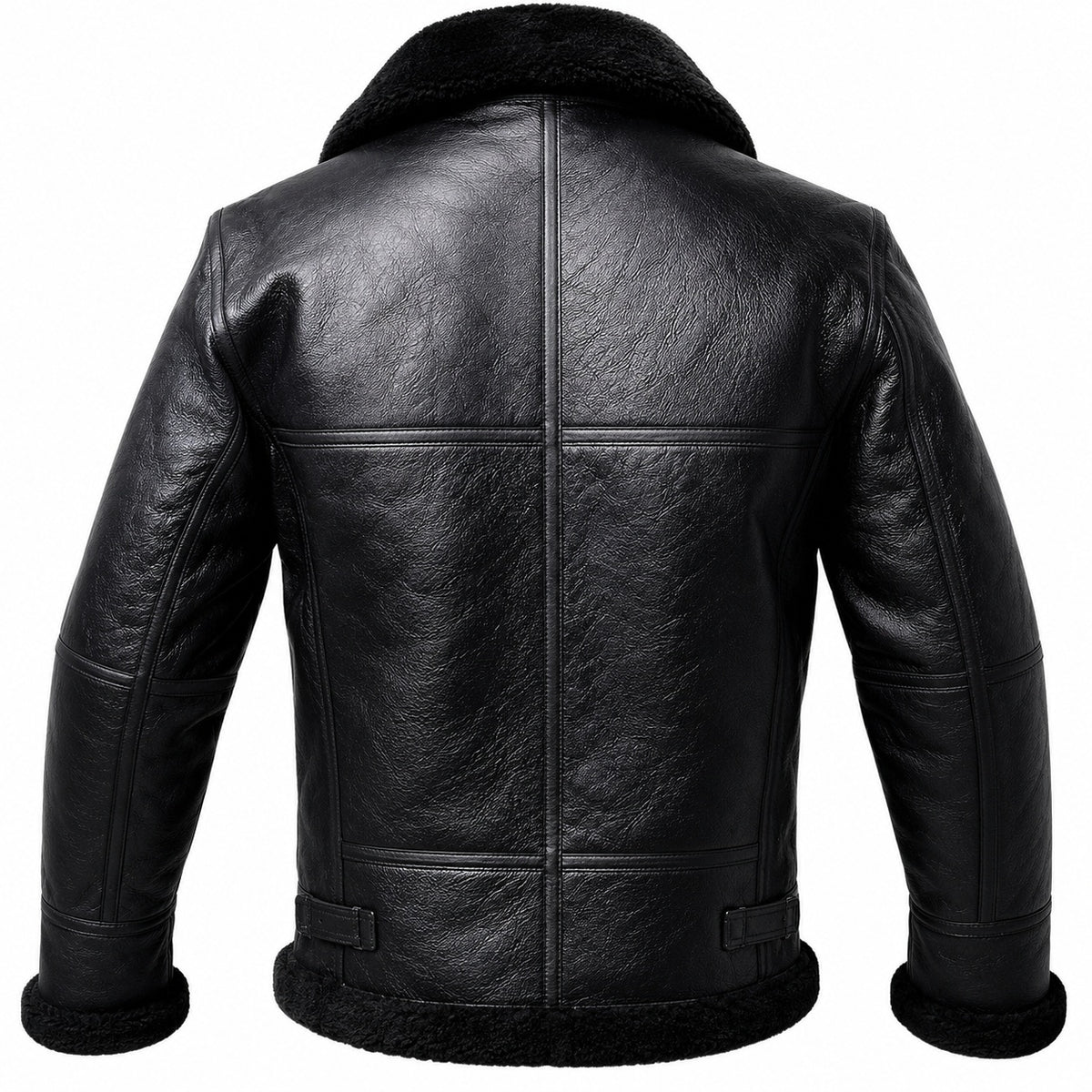 Men's Black Classic Shearling Genuine Leather Jacket