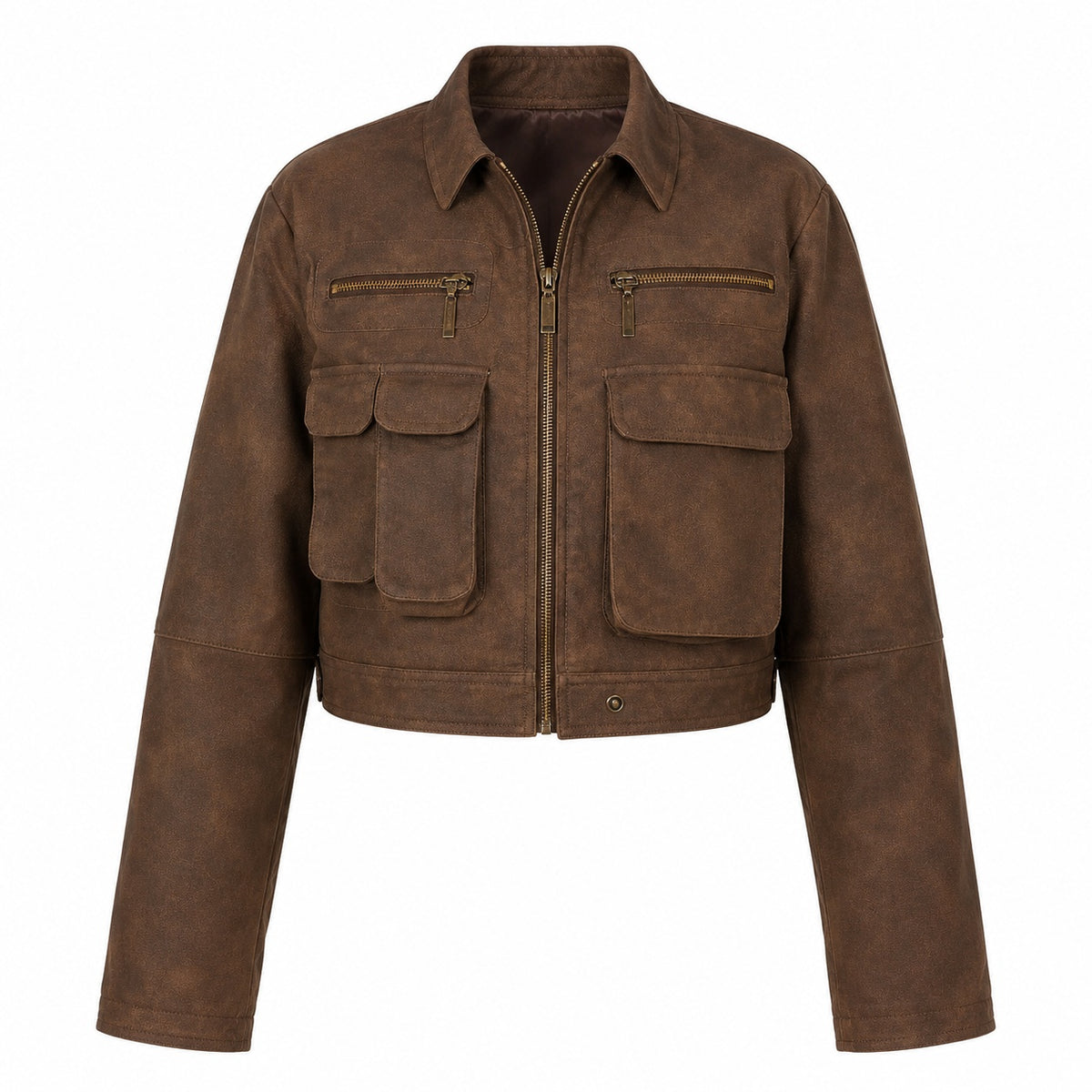 Women's Premium Style Genuine Leather Cropped Jacket