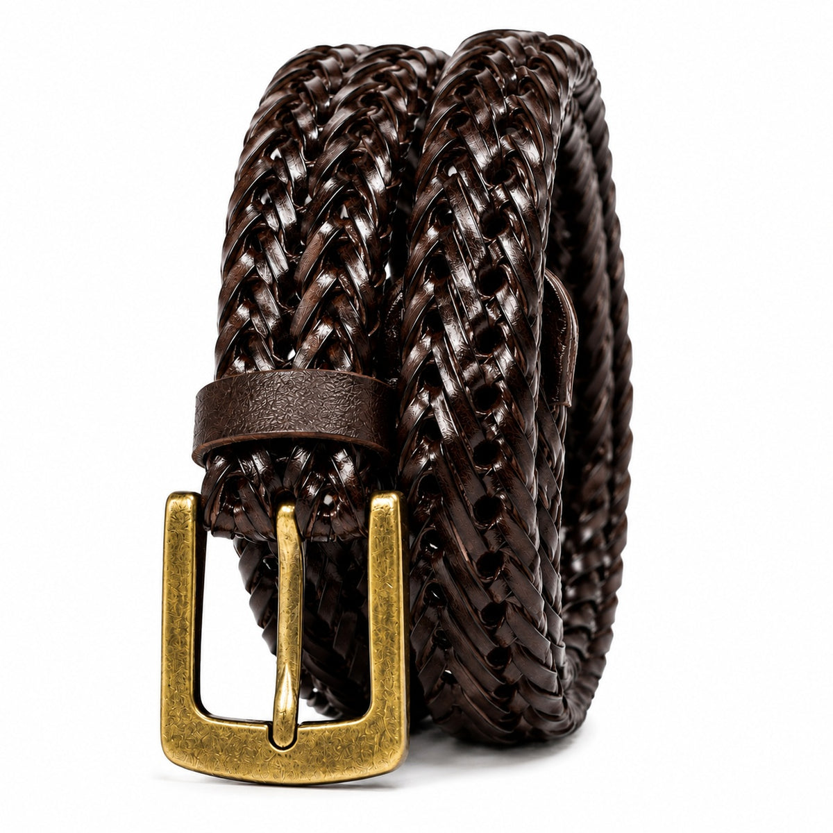 Men's Woven Leather Belt Genuine Leather Braided Casual Belt