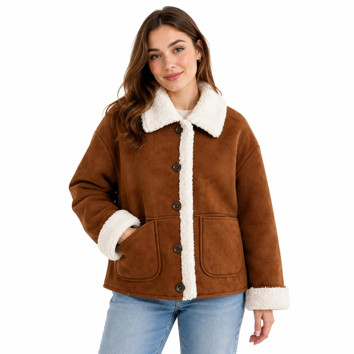 Women's Brown Suede Leather Jacket