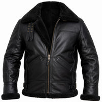 Men's Black Classic Shearling Genuine Leather Jacket