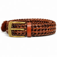 Men's Casual Braided Leather Belt Genuine Leather Woven Belt