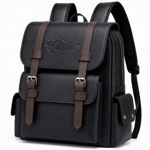 Classic Leather Travel Backpack With Side Pockets