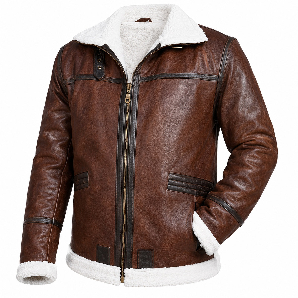 Men's Vintage Style Shearling Leather Jacket