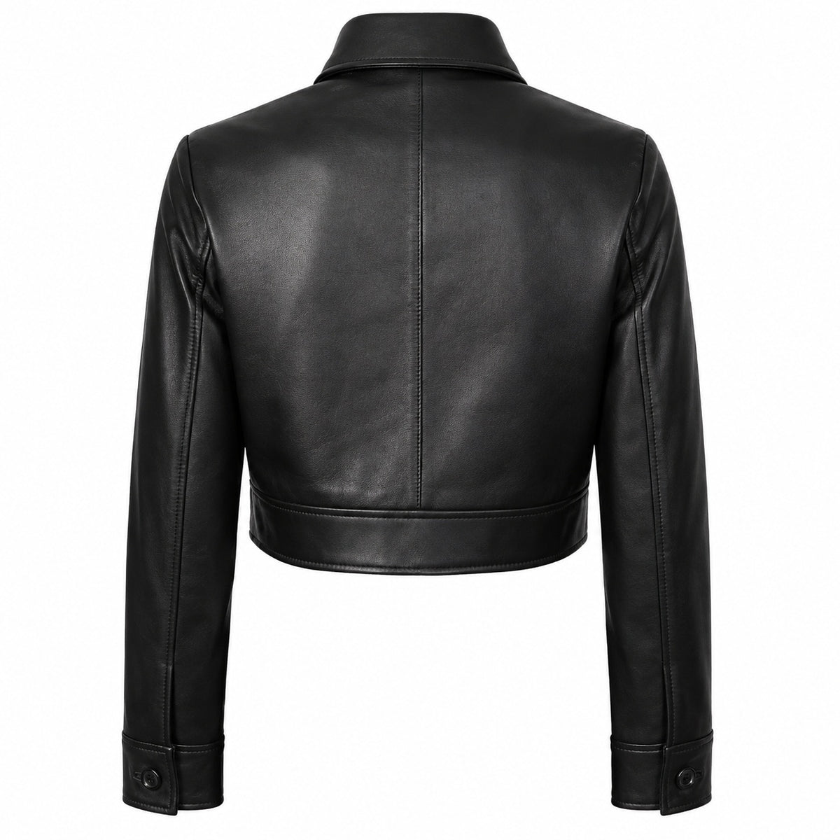 Women's Button Up Cropped Leather Jacket