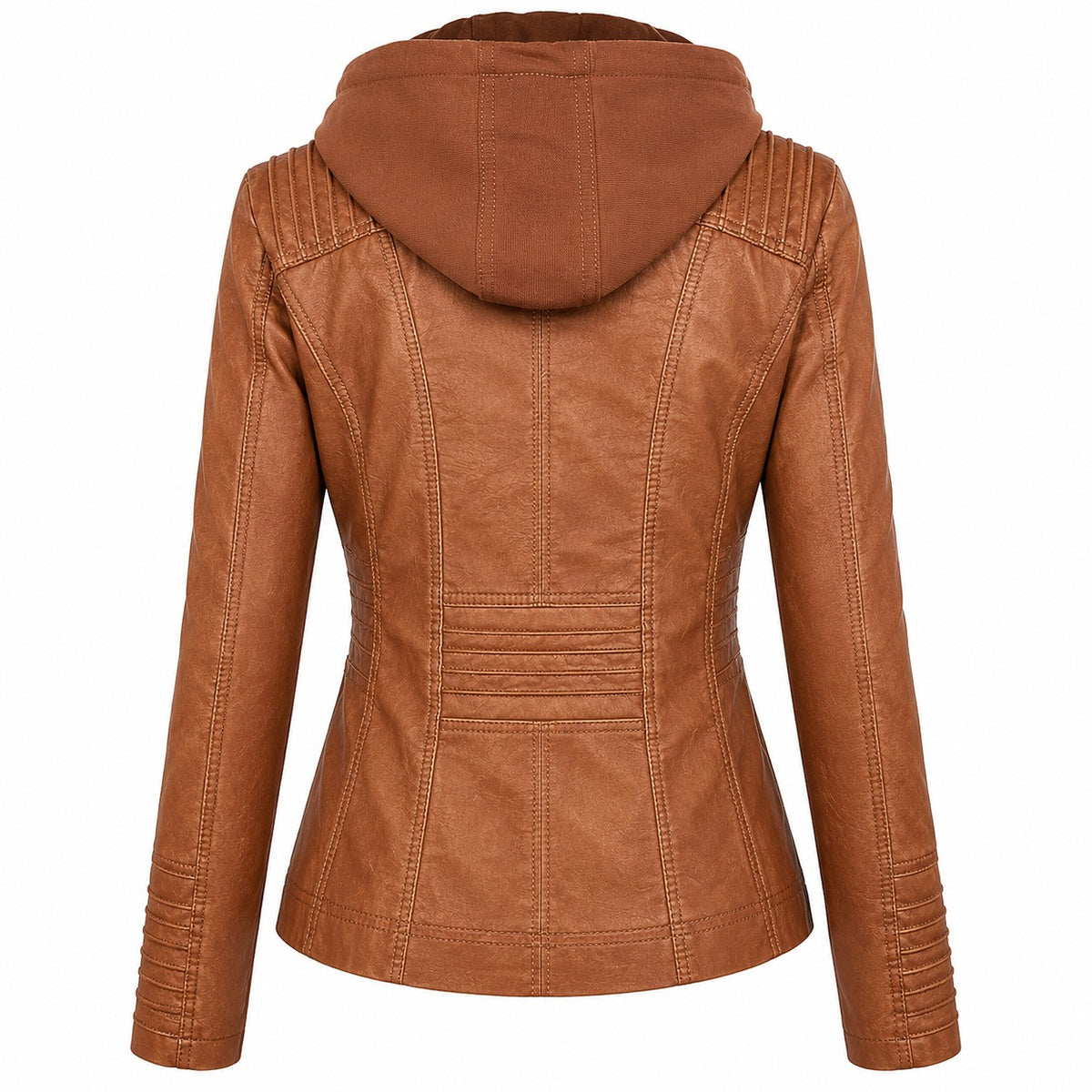 Women's Stylish Hooded Moto Leather Jacket