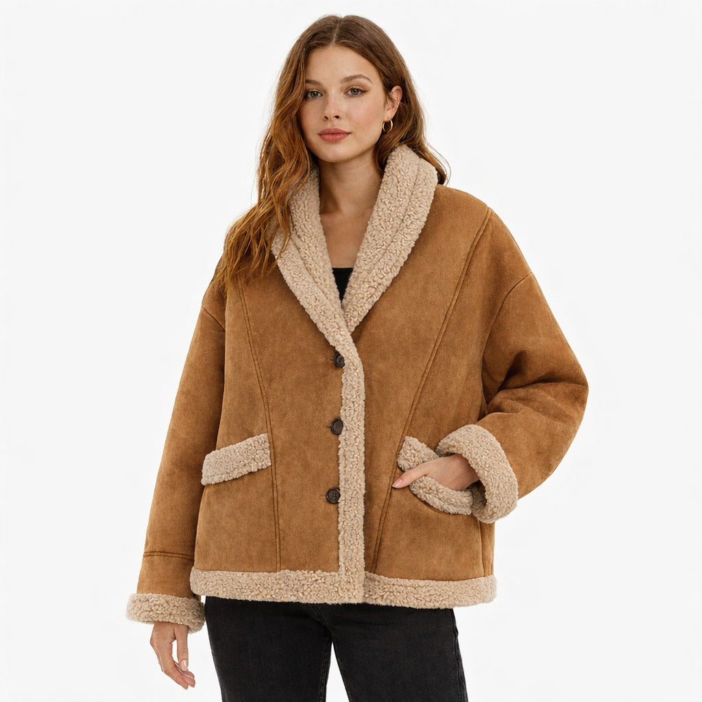 Women's Sherpa Lined Suede Leather Jacket