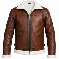 Men's Vintage Style Shearling Leather Jacket