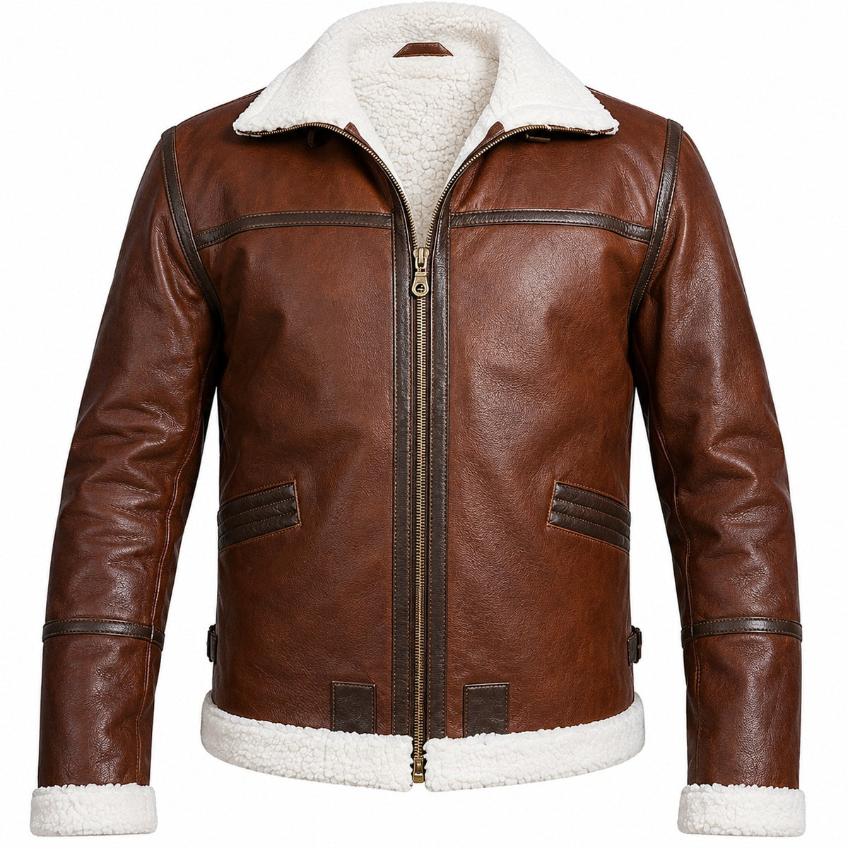 Men's Vintage Style Shearling Leather Jacket