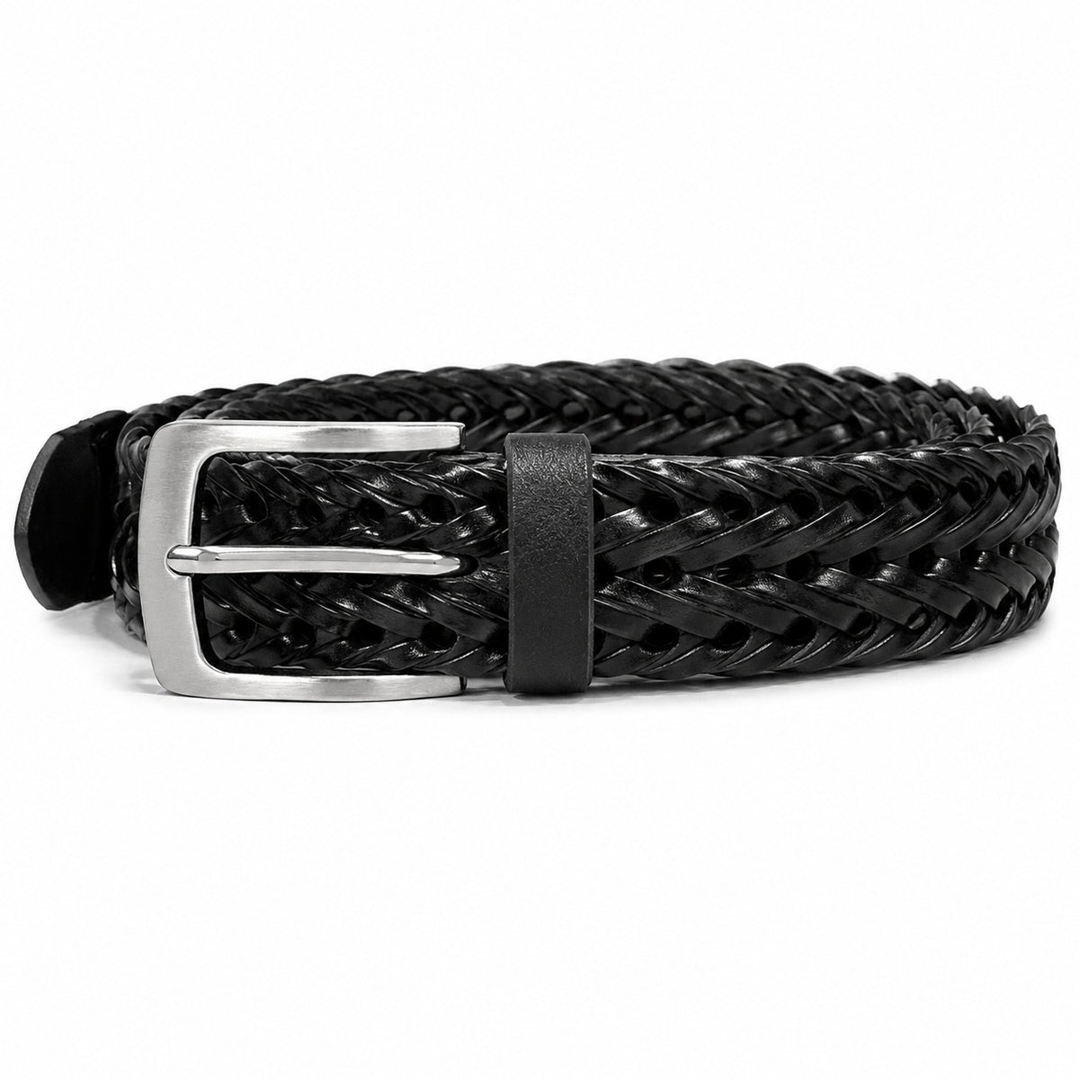 Men's Genuine Leather Braided Belt Casual Woven Dress Belt