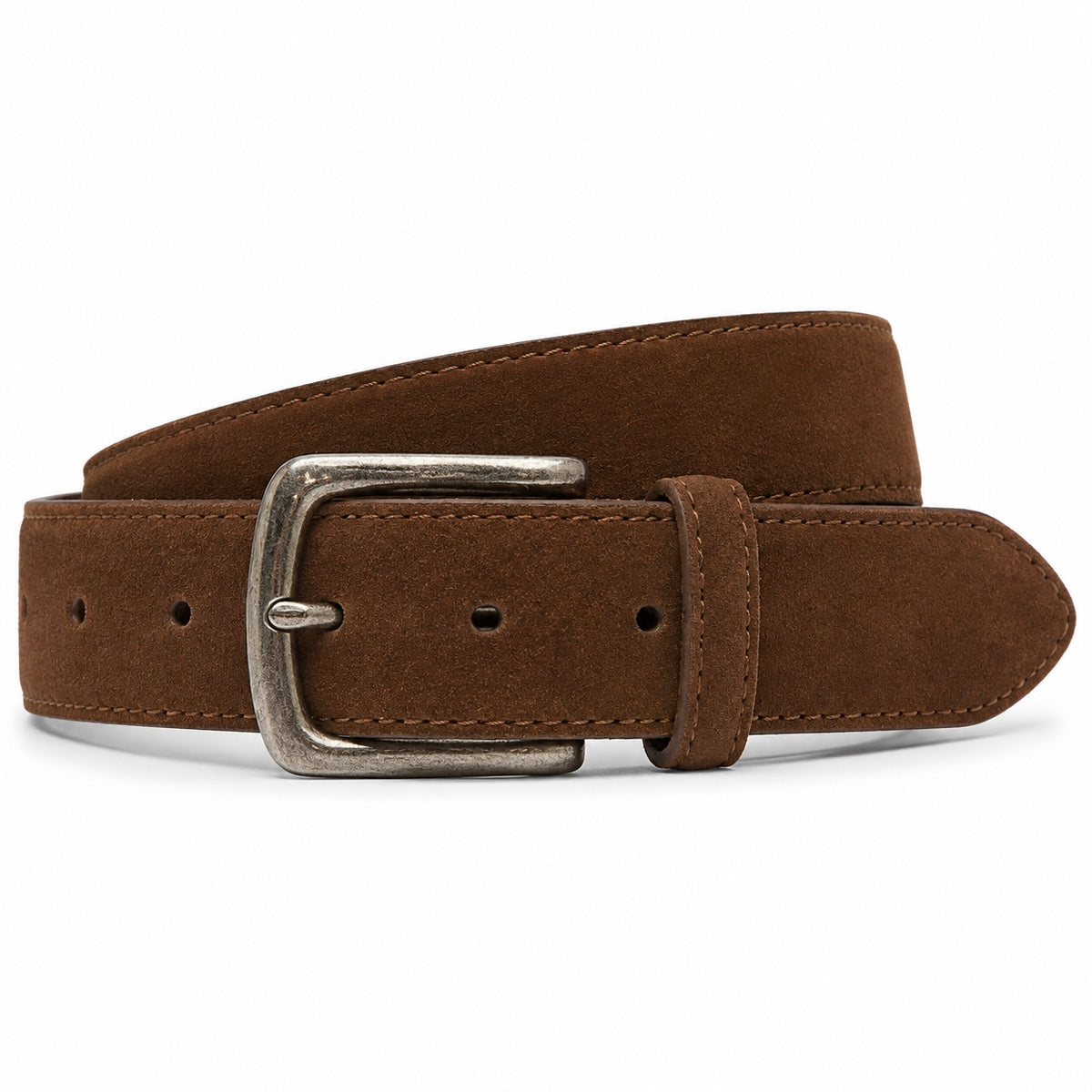Men's Classic Suede Leather Belt Vintage Antique Buckle