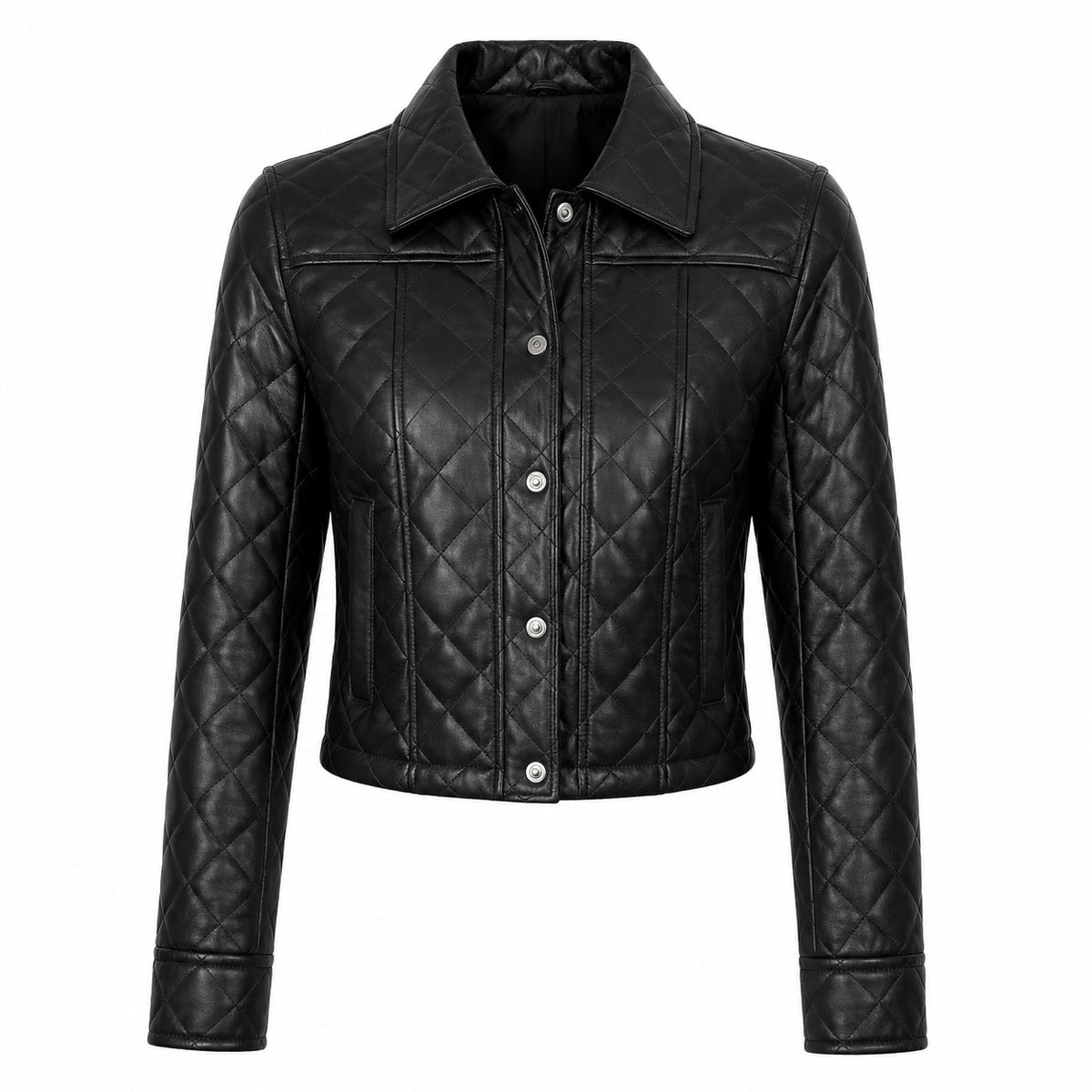 Women's Quilted Button Up Cropped Jacket