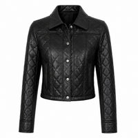 Women's Quilted Button Up Cropped Jacket