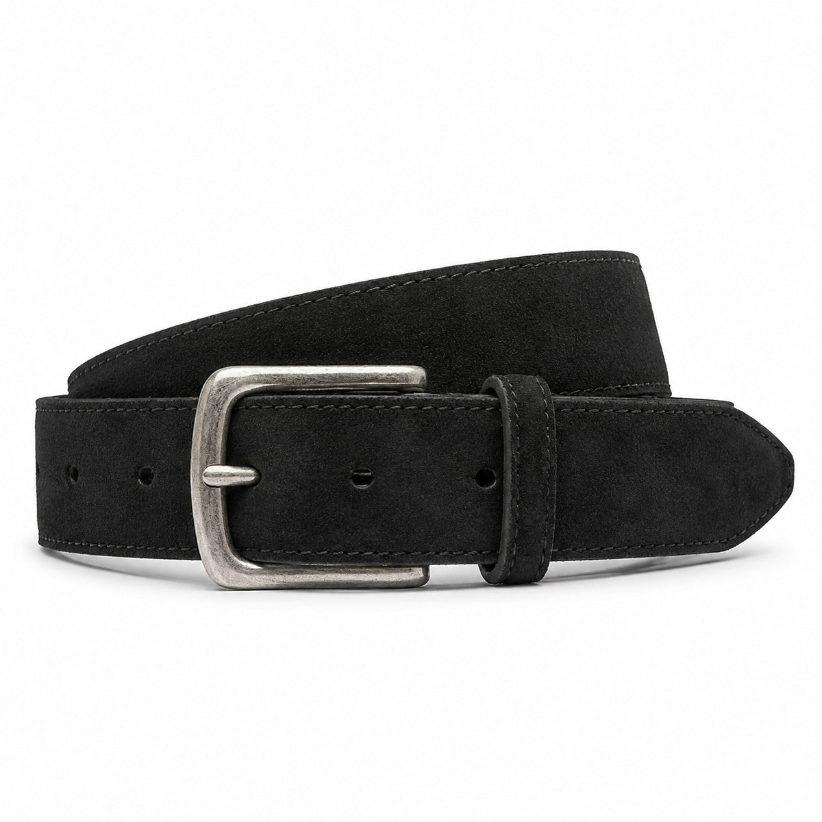 Men's Casual Suede Leather Belt Vintage Buckle Jeans