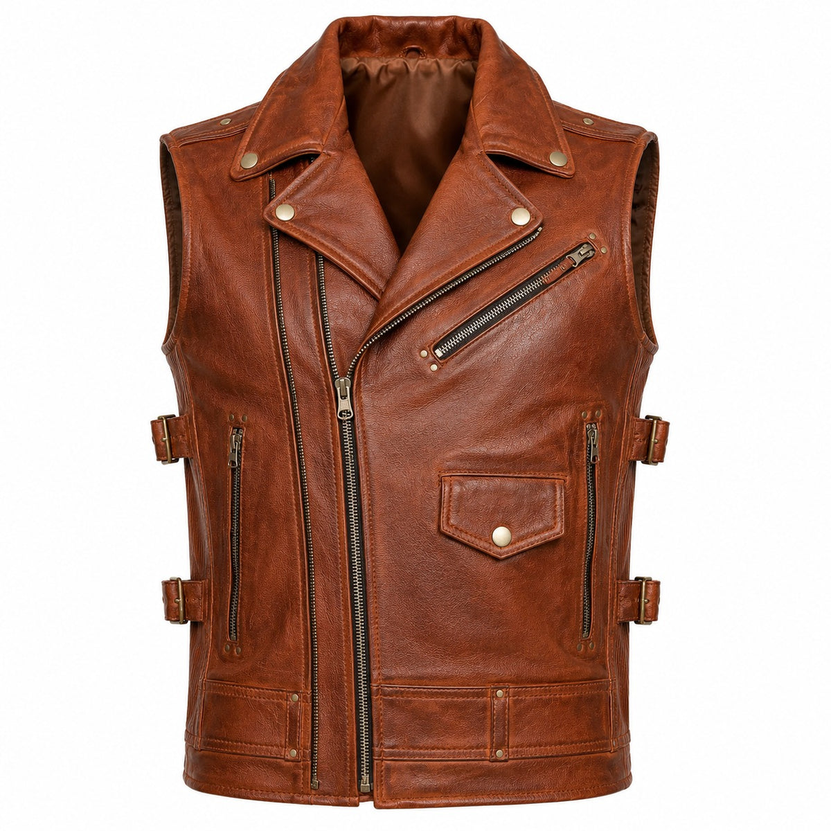 Men’s Distressed Original Leather Biker Vest