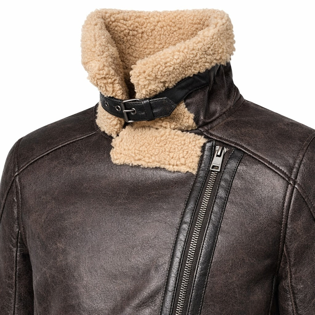 Women's Brown Shearling Lined Leather Jacket