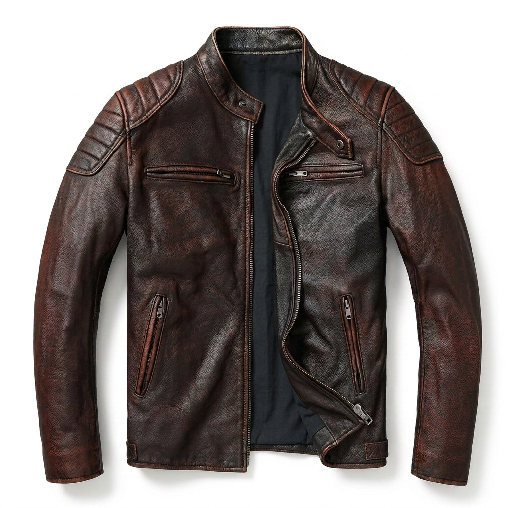 Men's Black Leather Moto Jacket