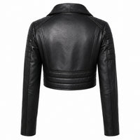 Women's Black Aysmmetrical Cropped Jacket