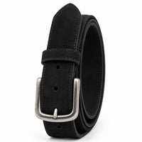 Men's Casual Suede Leather Belt Vintage Buckle Jeans
