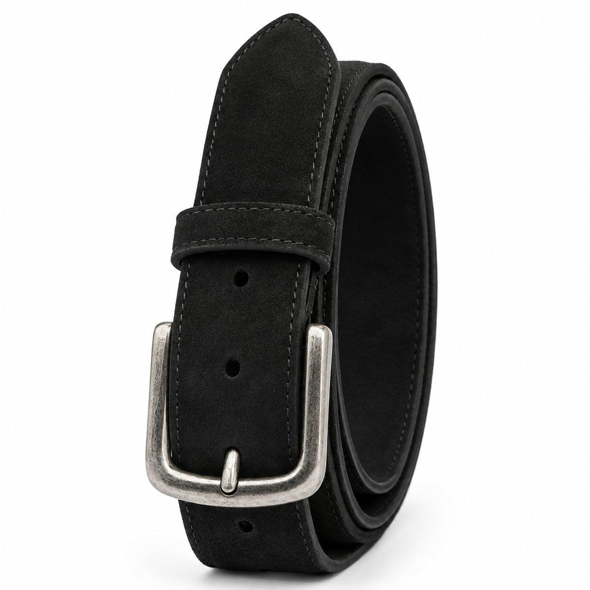 Men's Casual Suede Leather Belt Vintage Buckle Jeans