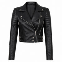 Women's Black Aysmmetrical Cropped Jacket