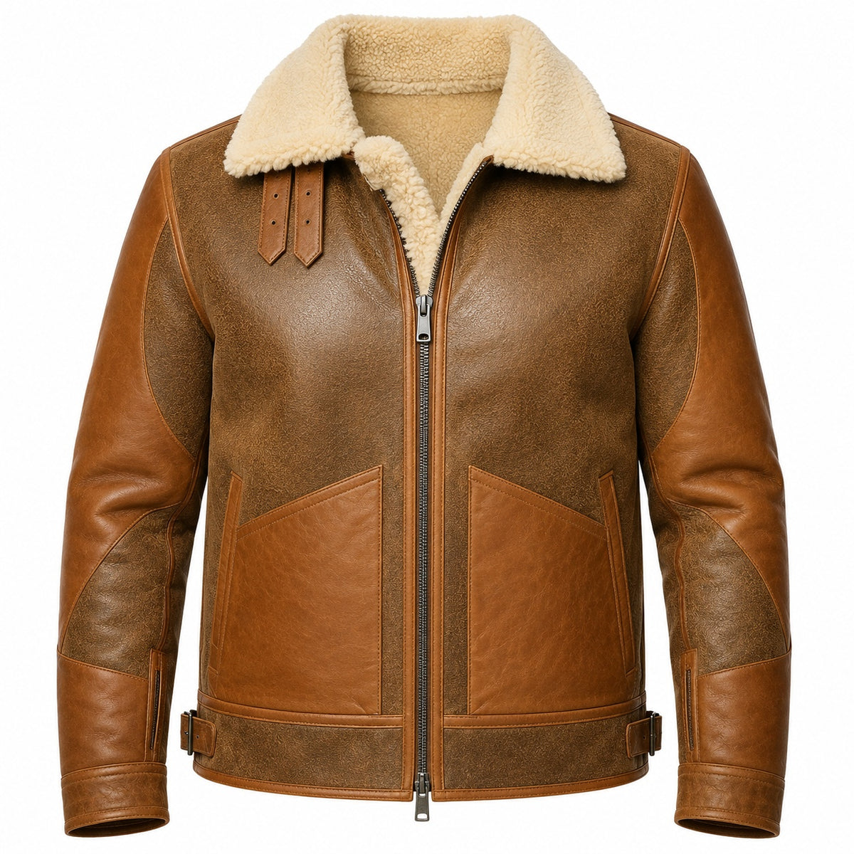 Men's Brown Fur Lined Leather Jacket
