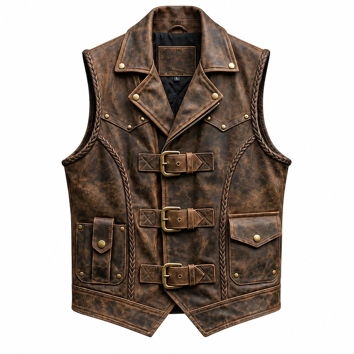 Men’s Gothic Leather Biker Vest