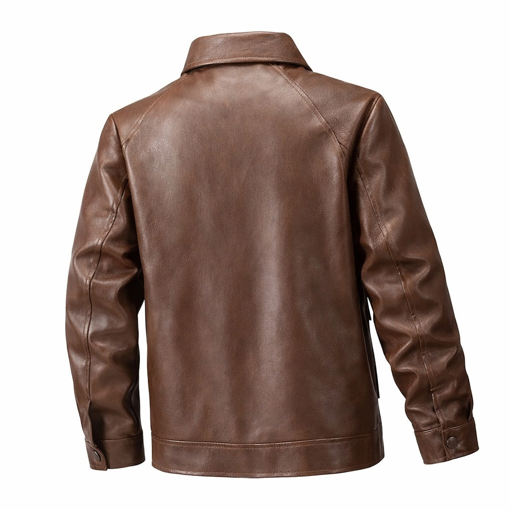 Men's Classic Collared Leather Jacket