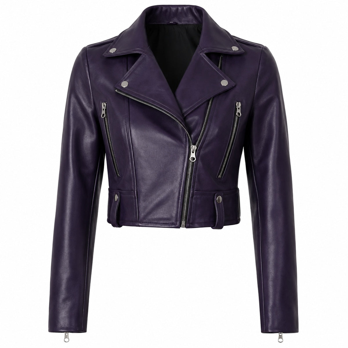 Women's Moto Biker Cropped Leather Jacket
