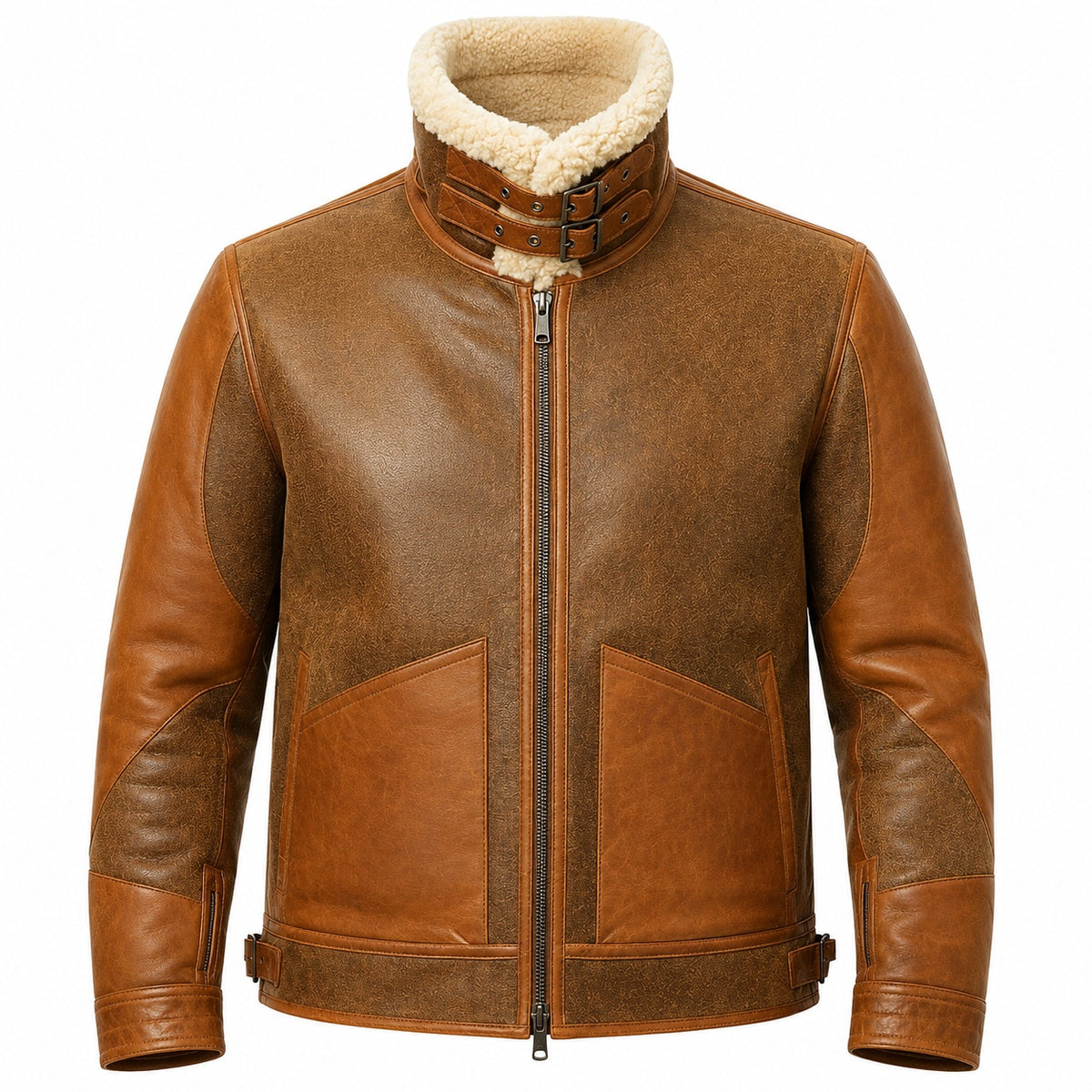 Men's Brown Fur Lined Leather Jacket