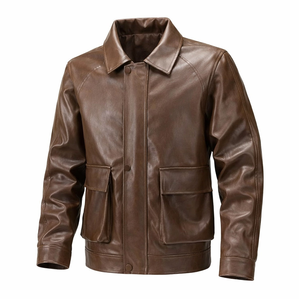 Men's Classic Collared Leather Jacket