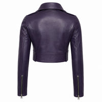 Women's Moto Biker Cropped Leather Jacket
