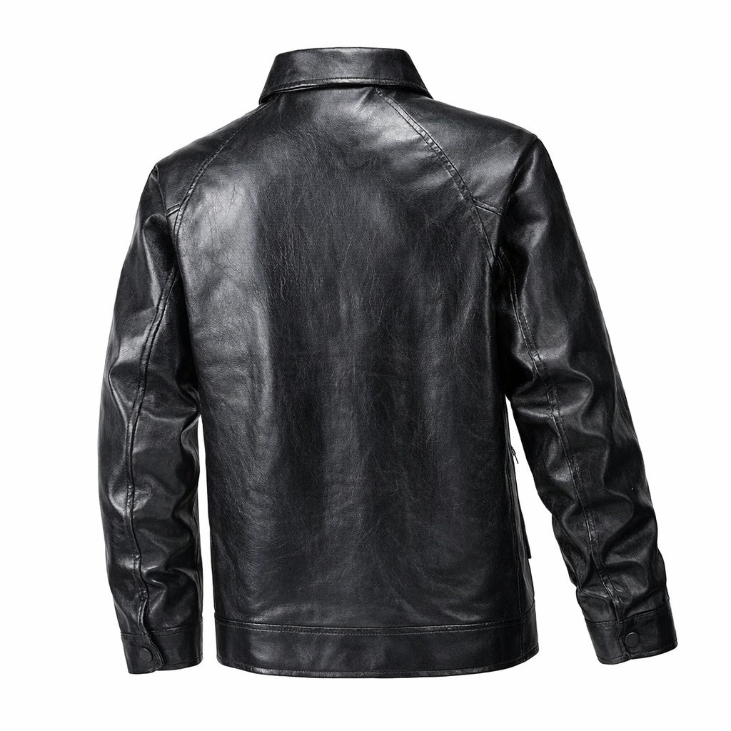 Men's Classic Collared Leather Jacket