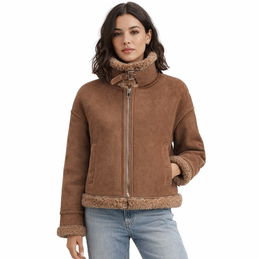 Women's Cozy Suede Shearling Jacket