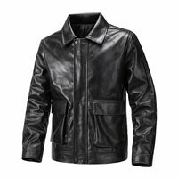 Men's Classic Collared Leather Jacket
