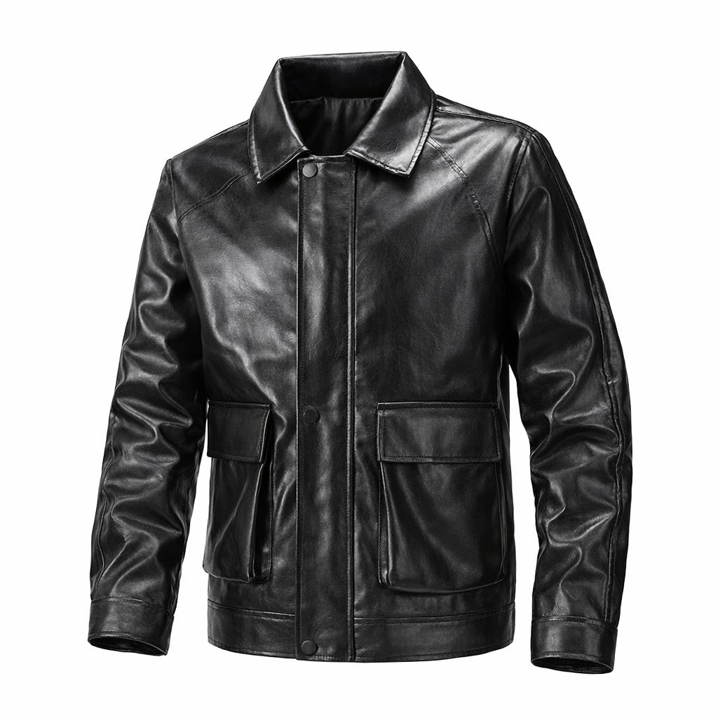Men's Classic Collared Leather Jacket