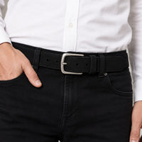 Men's Casual Suede Leather Belt Vintage Buckle Jeans