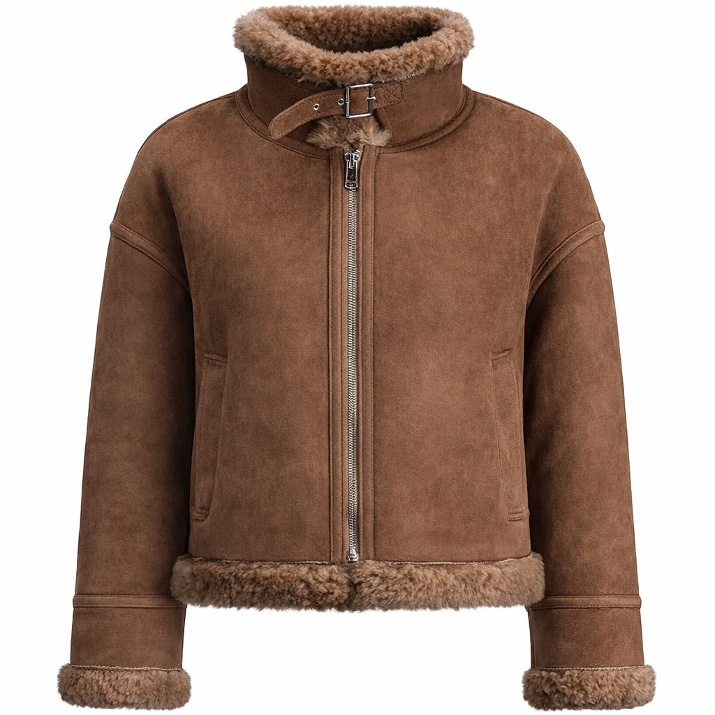 Women's Cozy Suede Shearling Jacket