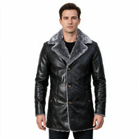 Men's Classic Mid Length Shearling Coat