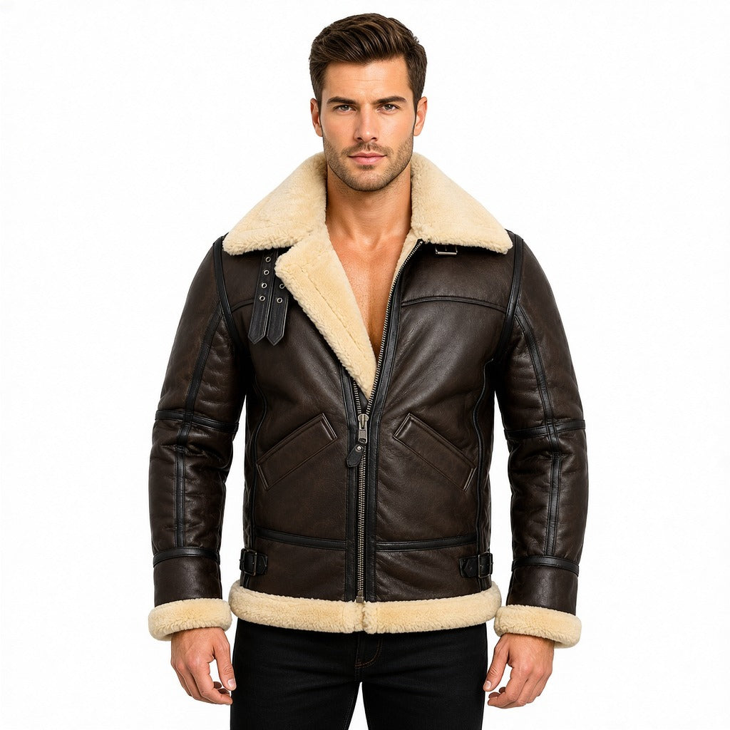 Men's Winter Real Shearling Leather Jacket
