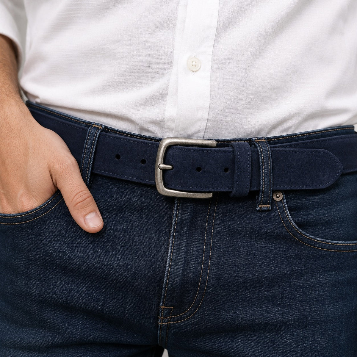 Men's Premium Suede Leather Belt Vintage Classic Buckle