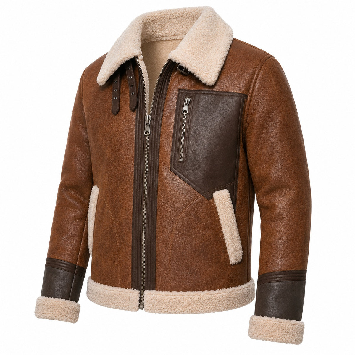 Men's Premium Brown Shearling Leather Jacket