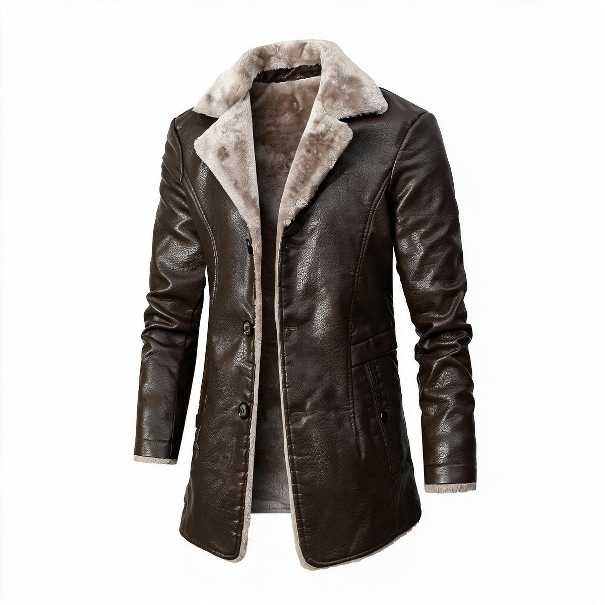 Men's Classic Mid Length Shearling Coat
