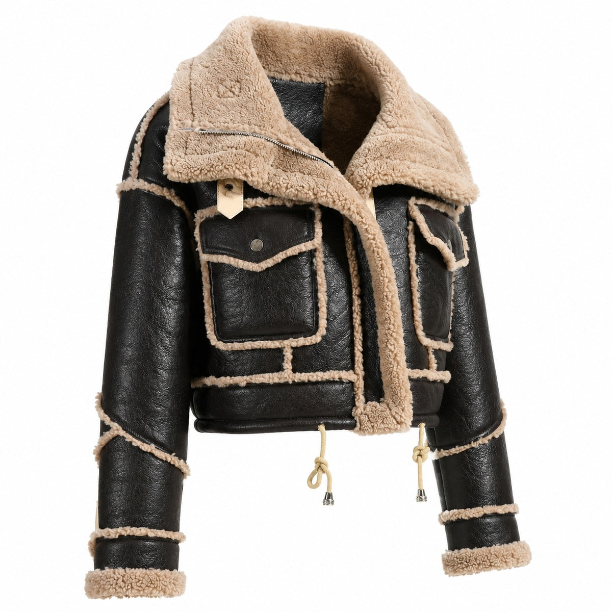 Women's Shearling Aviator Cropped Jacket